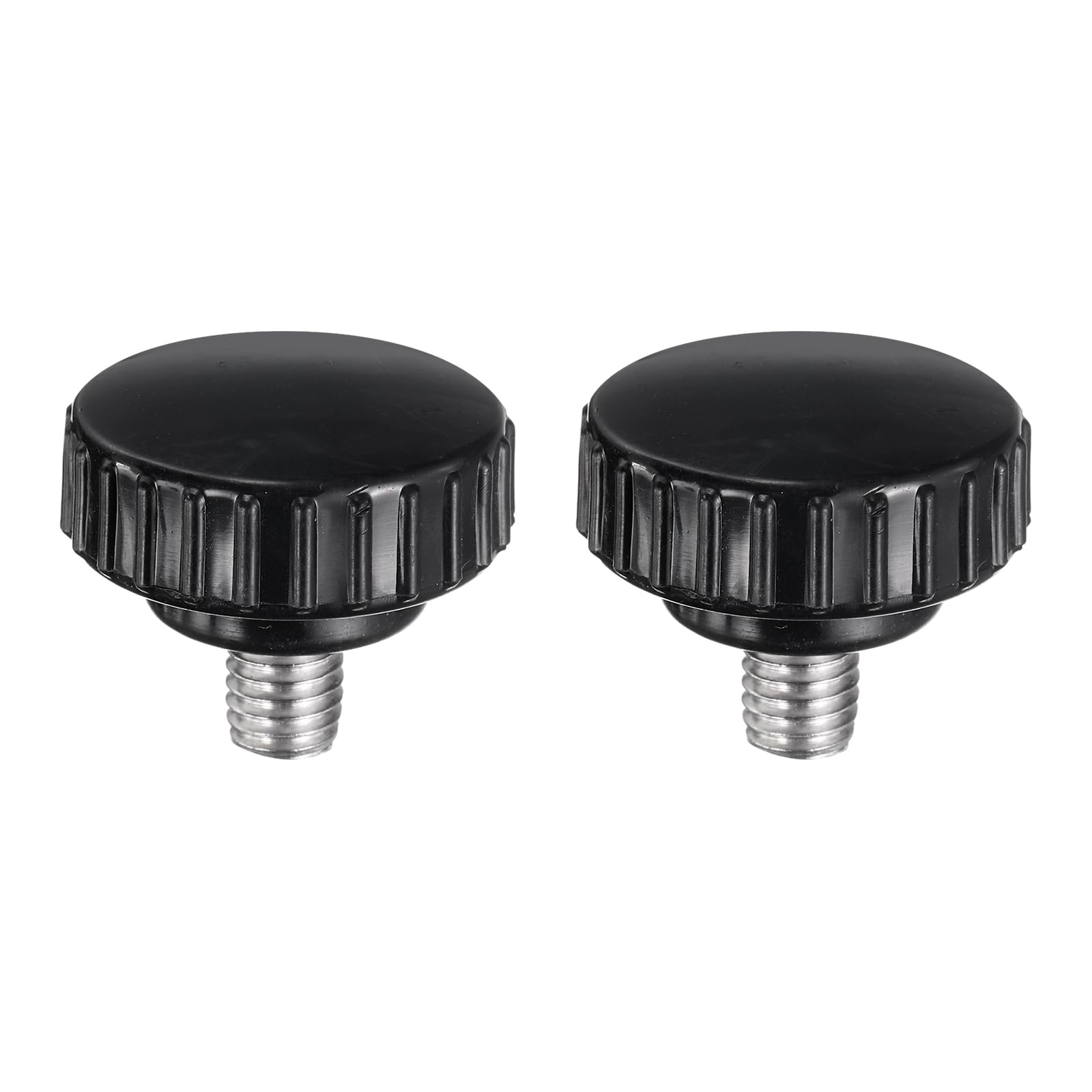uxcell 2pcs Knurled Clamping Knobs M8 x 10mm Metric 304 Stainless Steel Male Thread Thumb Screw on Type 30mm Plastic Round Head Threaded Hand Bolt Stud Knobs Black