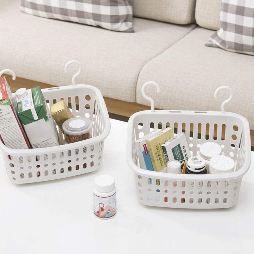 SEAFRONT Cestino Portaoggetti in Plastica da Appendere Carrello Portaoggetti da Doccia con Ganci Cestini Portaoggetti per Bagno Cestini Portaoggetti per Armadio da (Bianco)