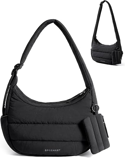 BAGSMART Shoulder Bag for Women Small Puffer Purses Crossbody Bag, Lightweight Fluffy Hobo Handbag Puffy Pouch