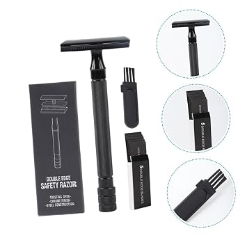 Traditional Manual Shaver Safety Razor for Men Edge Metal Handle Brush Double Edged Blades