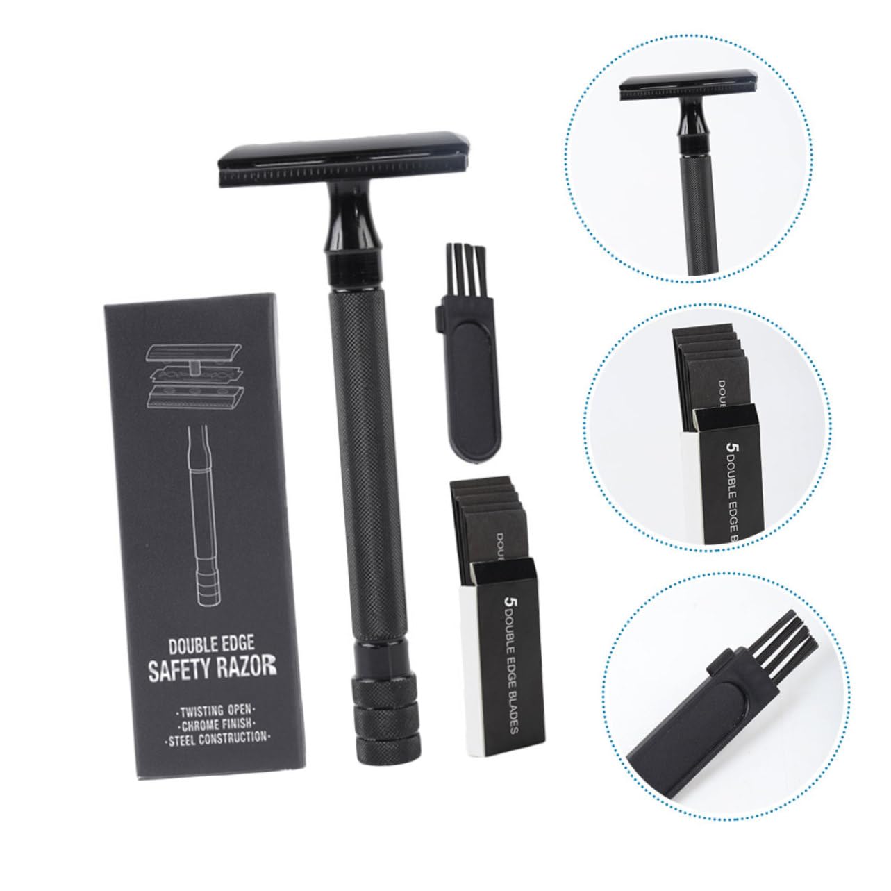 Healeved 3sets Rasoio Sicurezza Manuale Doppio Taglio Impugnatura Antiscivolo e Scatola Per Viaggio Rasoio Barbieri Per e Ascelle Panno e