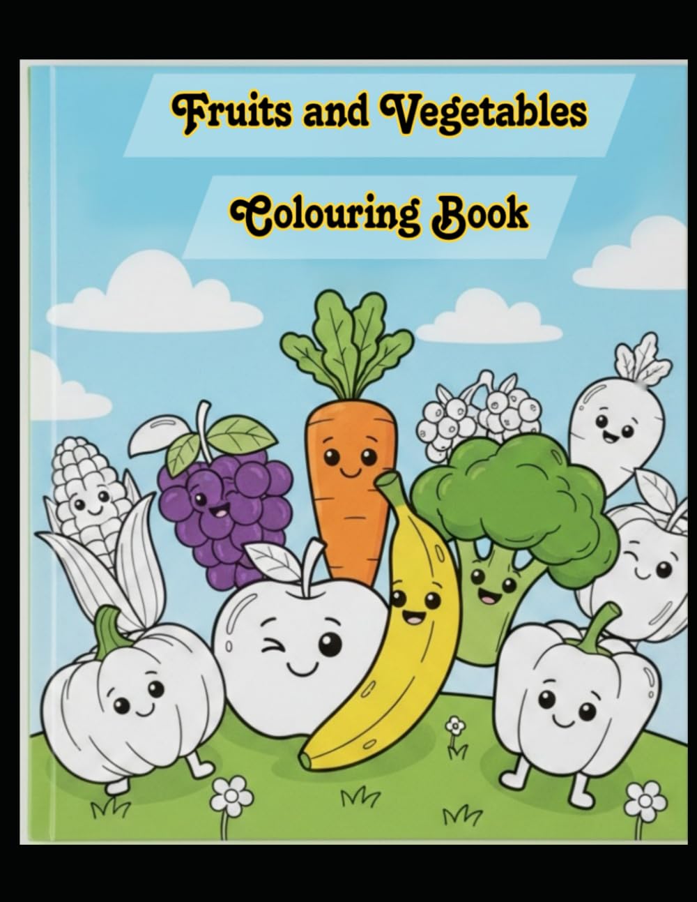 Fruits and vegetables: Kids colouring book