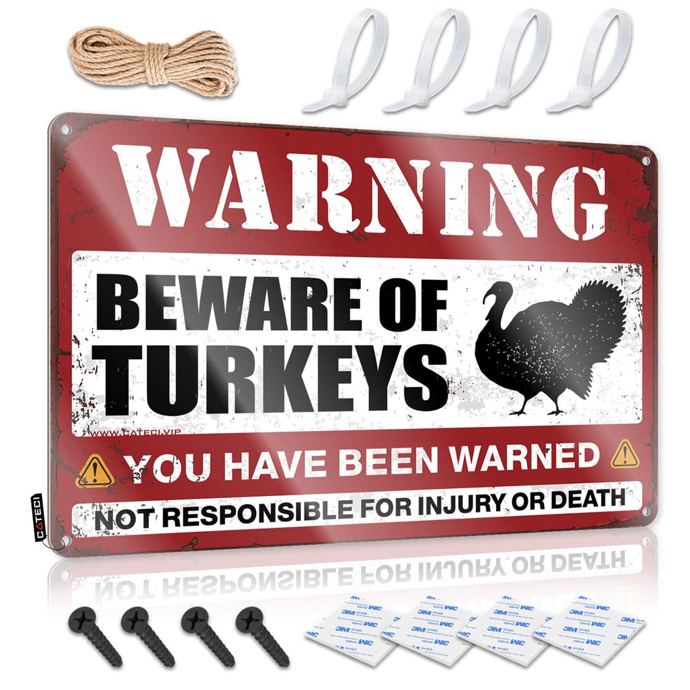 Mwfkkaddb One Color Funny Saying Tin Signs Beware Of Turkeys Sign Beer Tin Signs Vintage Sets Metal Tin Sign Retro(30X40cm)