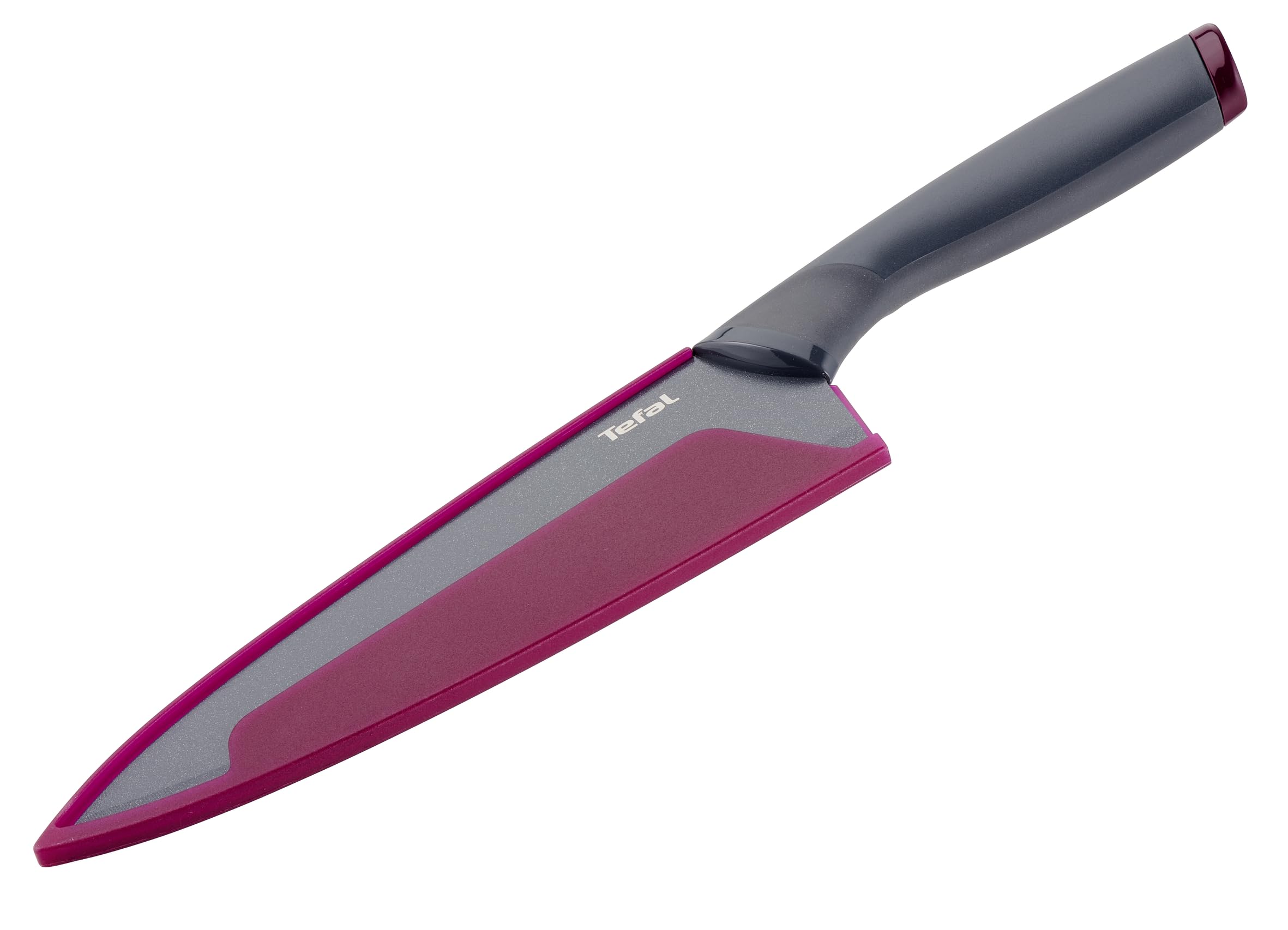 Tefal Fresh Kitchen 20 Cm Chef Knife With Cover, Grey/Purple, Stainless Steel/Plastic, K1220205