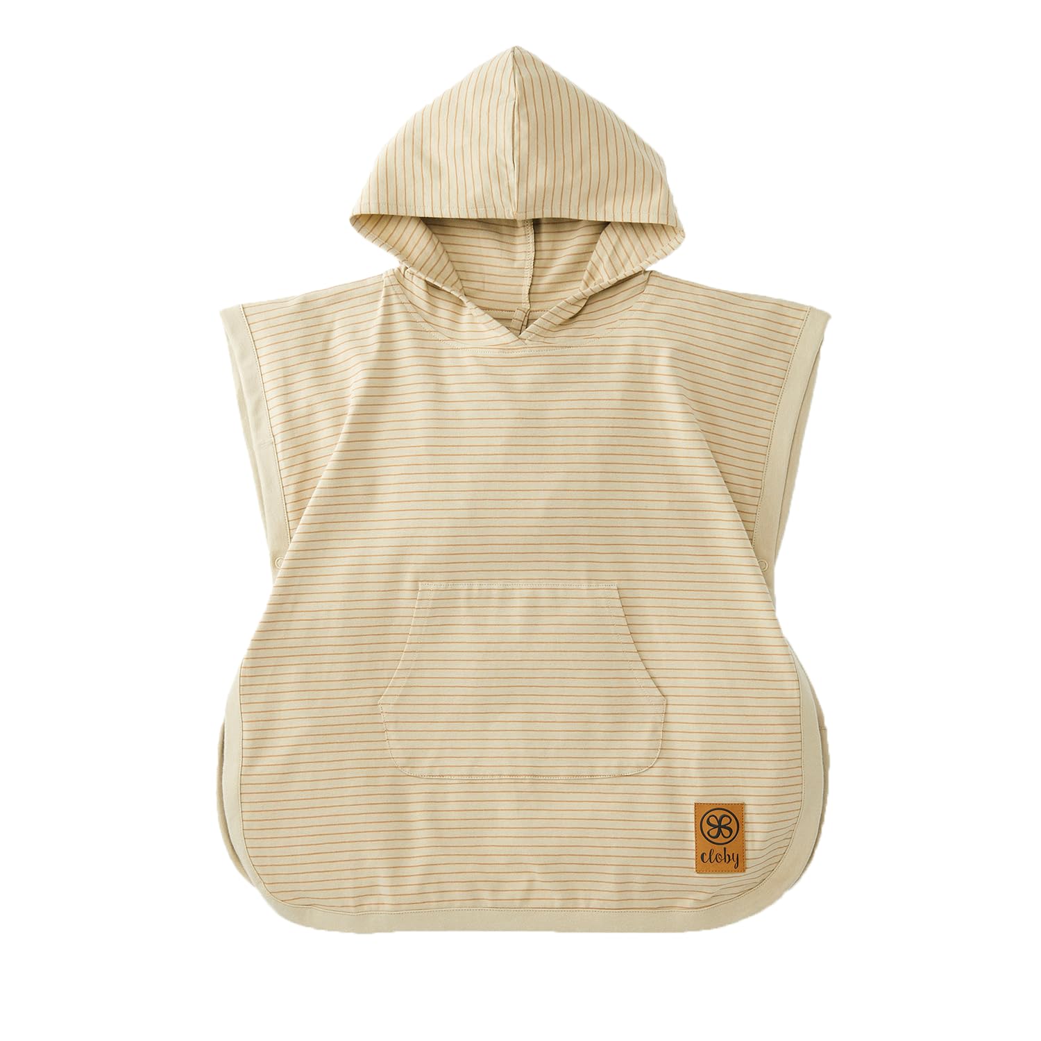 Cloby Badeponcho mit Kapuze mit UV-Schutz (UPF 50+) - gestreift Sandy Beach/Peanut Brown