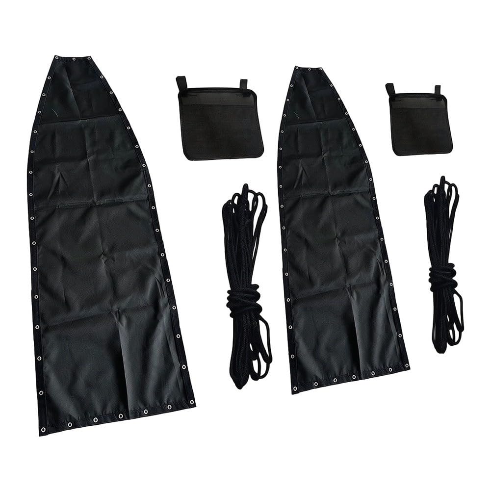 Textileno negro de repuesto para asiento para silla colgante de columpio 64 x 197 x 23 cm (2 piezas con bolsillos)