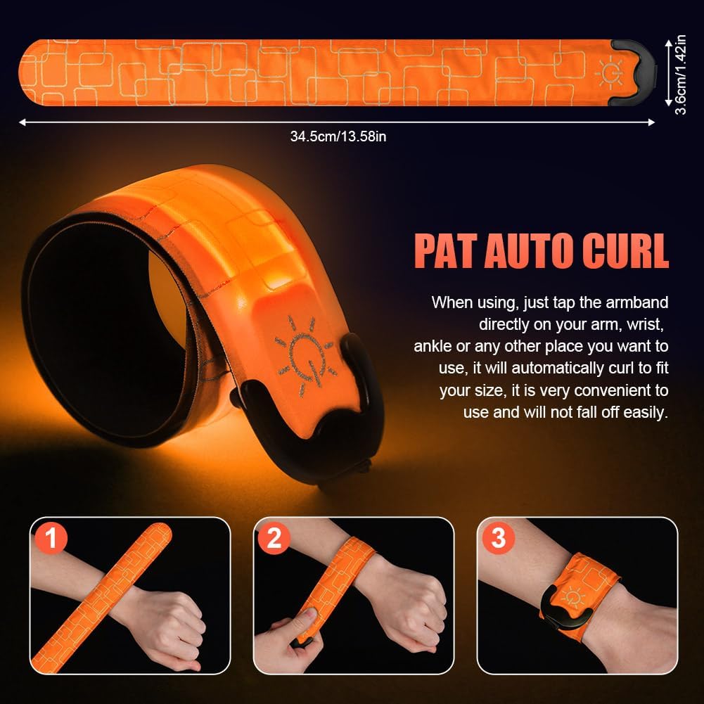 Pulseras LED flintronic en uso sobre la muñeca para correr