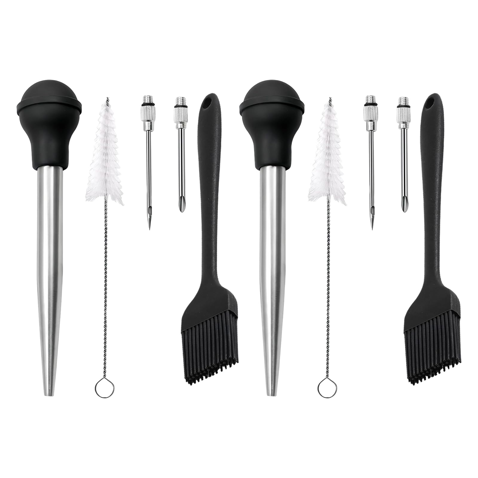 jiingekk 2 Pack Heavy Duty Turkey Baster with Silicone Bulb and Stainless Steel Tips for Roasting Grilling Basting Dishwasher Safe Turkey Baster