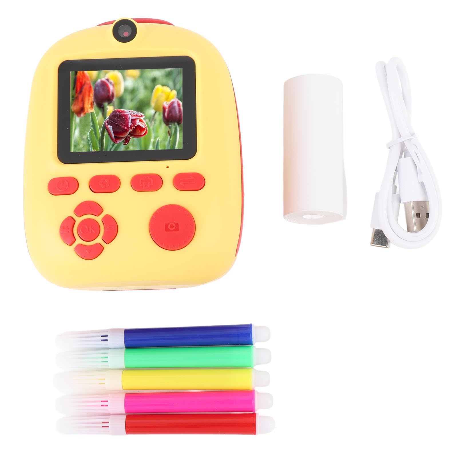 Instant Camera, Natychmiastowy Przenośny Aparat Duży Projekt Autofocus 26MP 2 -calowy Ekran ze zintegrowaną kartą Pamięci 32 G dla Maluchów na Prezenty Urodzinowe (Różowy) (YELLOW)