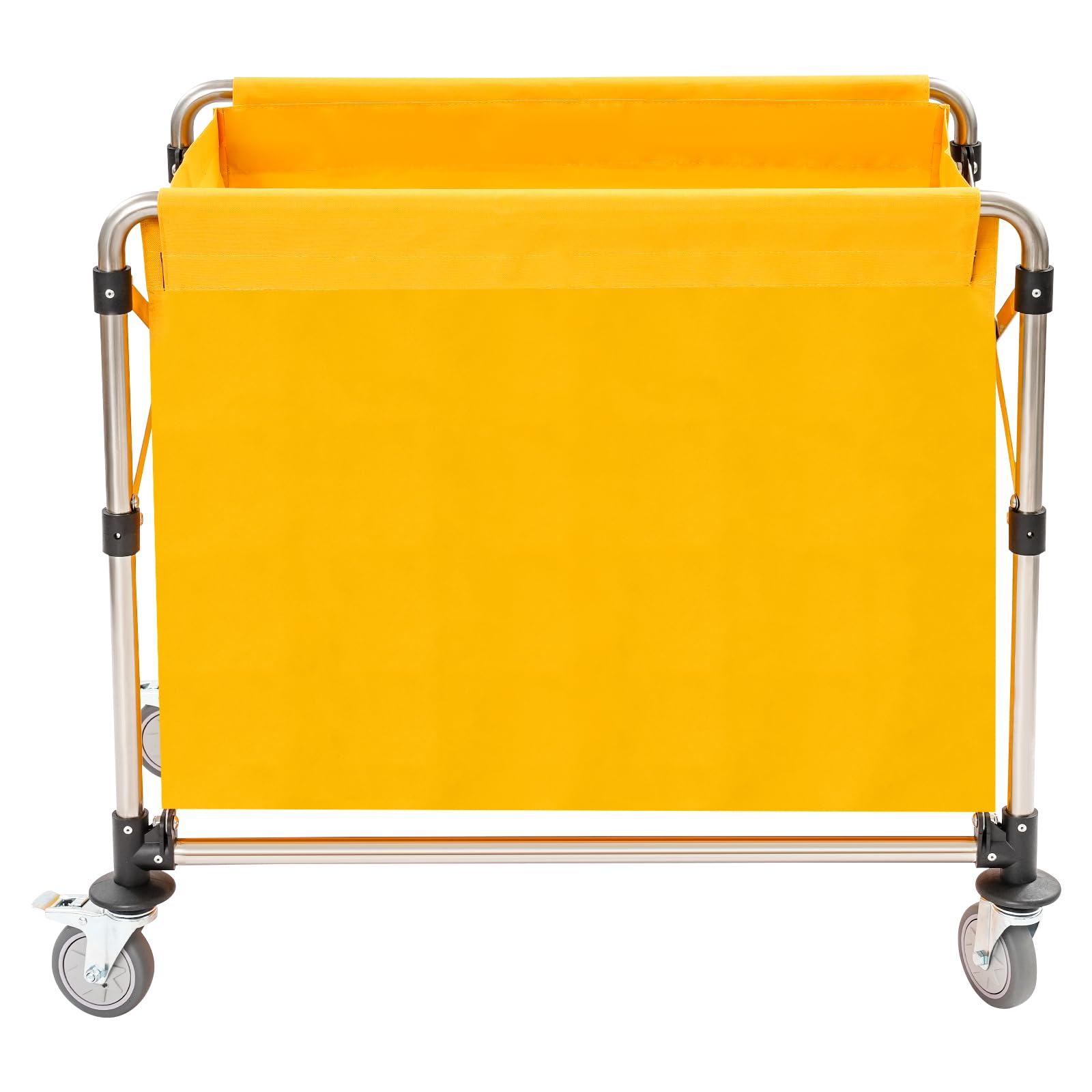 Wäschewagen Edelstahl, Wäschesortierwagen, Kommerzieller Wäschesortier mit Rollen, Faltbar Wäschekorbwagen, bis Tragfähigkeit 200 kg, 87 x 52 x 78 cm (Gelb)
