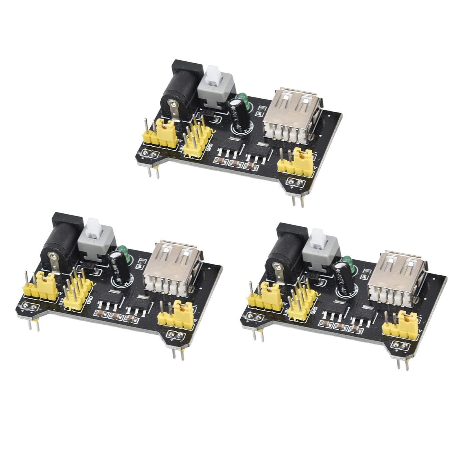 Módulo De Fuente De Alimentación Para Protoboard 3.3V/5V - 3 Unidades, Alimentación Por DC O USB, Ideal Para Proyectos Electrónicos