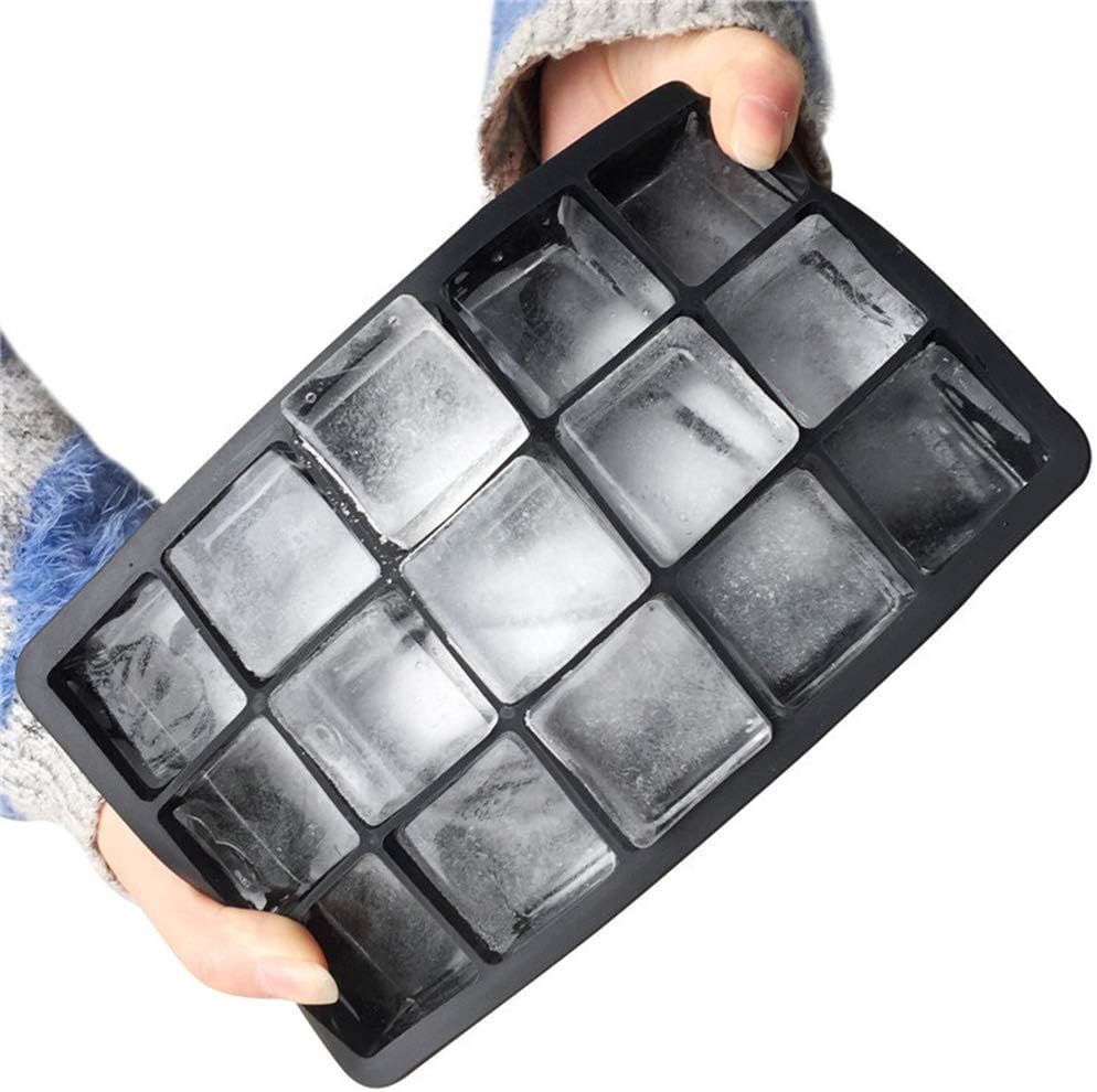 HJXDtech Home Food Grade Silicone Ice Cube Tray, 3.5cm Large Square Ice