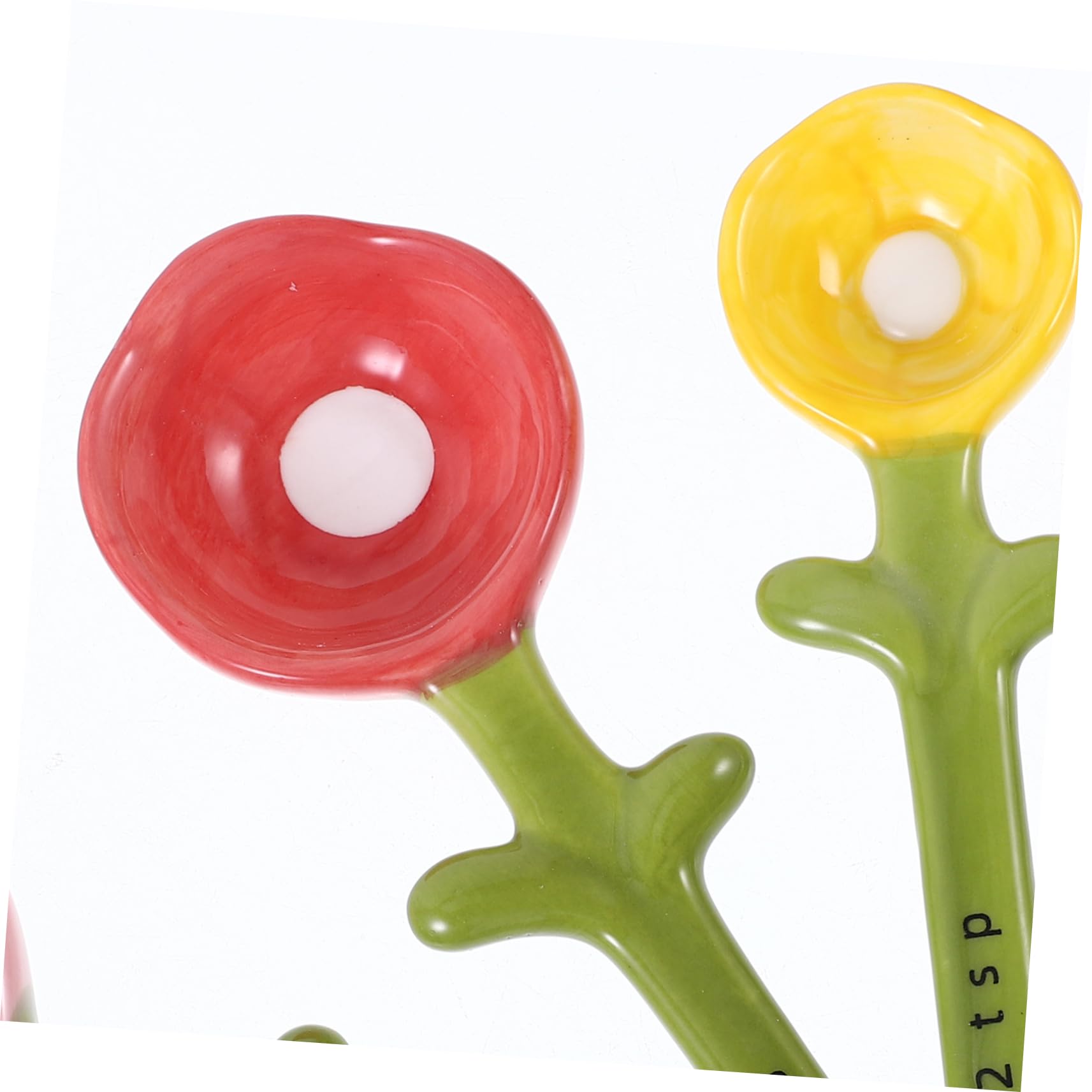 1juego Cuchara De Medición De Cerámica Diseño De Flor Utensilio De Cocina Para Ingredientes Incluye Base y Medidas Precisas Para Repostería y Cocción
