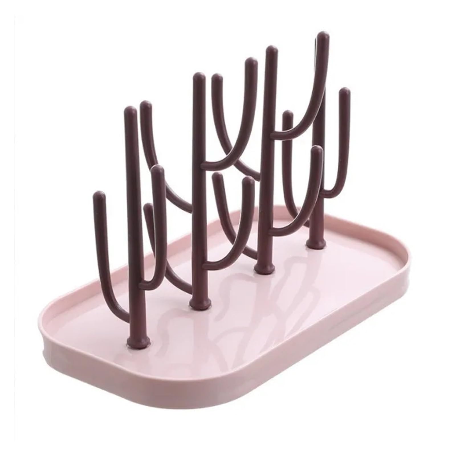 Yonmledo Pink Mug Stand Tree-Shaped Bottle Drain Rack, Dust-Proof Bottle Holder, Cup Drain Rack(Pink)
