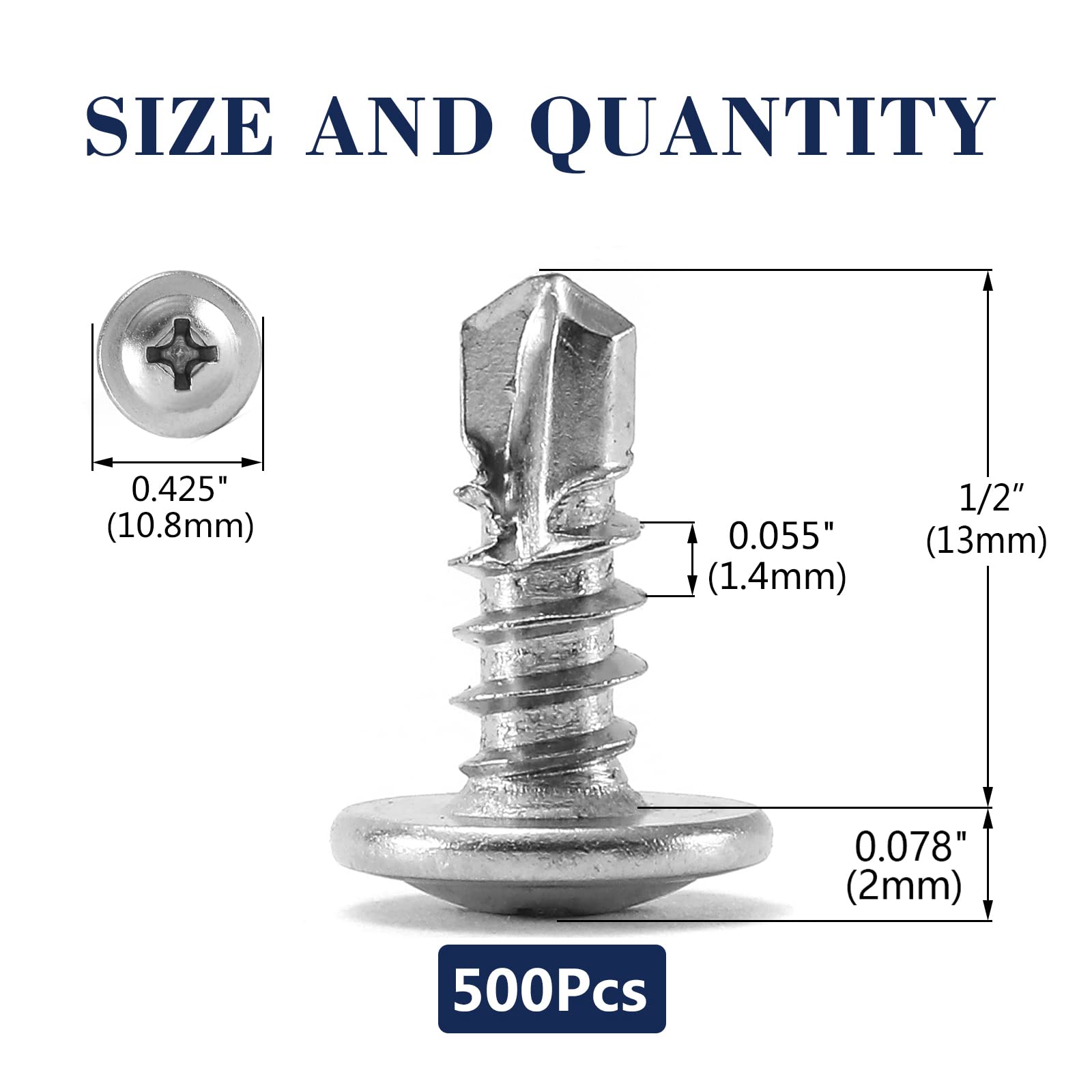 410 Stainless Steel Sheet Metal Screws - 500 Pack -2 410 Stainless Steel Sheet Metal Screws - 500 Pack -2
