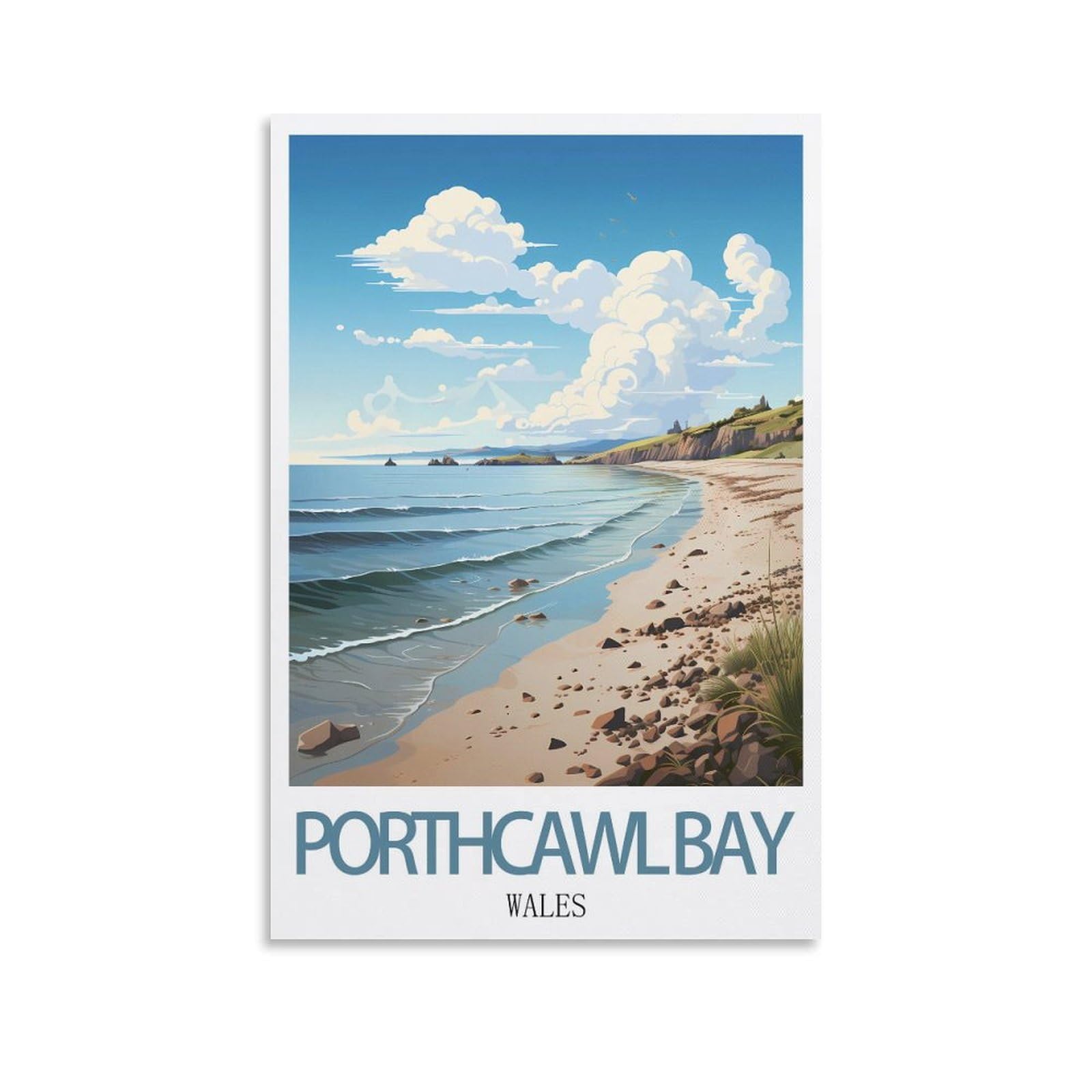 Vintage Metal Tin Signs,Porthcawl Bay Waless,Vintage Metal Tin Sign Inspirational Retro Art Poster for Home Office, Cafe Bar Wall Decor 20x30cm