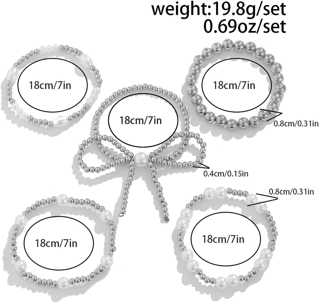 Gold Bow Bracelet for Women Stackable Beaded Bracelet Stretch Pearl Bow Bracelets for Women Jewelry - Image 4