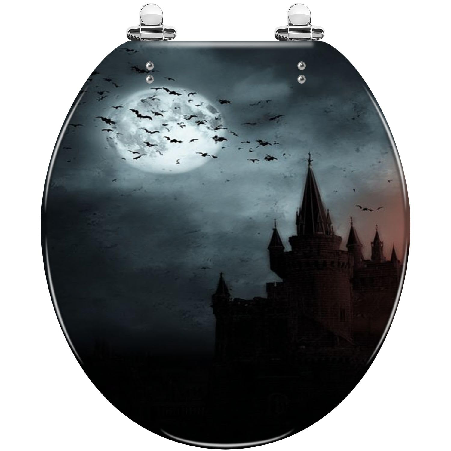 Tazyyzuu Multi4 Green Forest Fog Elongated Toilet Seat Resin Slow Close Lid Quick-Release Hinges Easy Clean(,16.5X14.5)