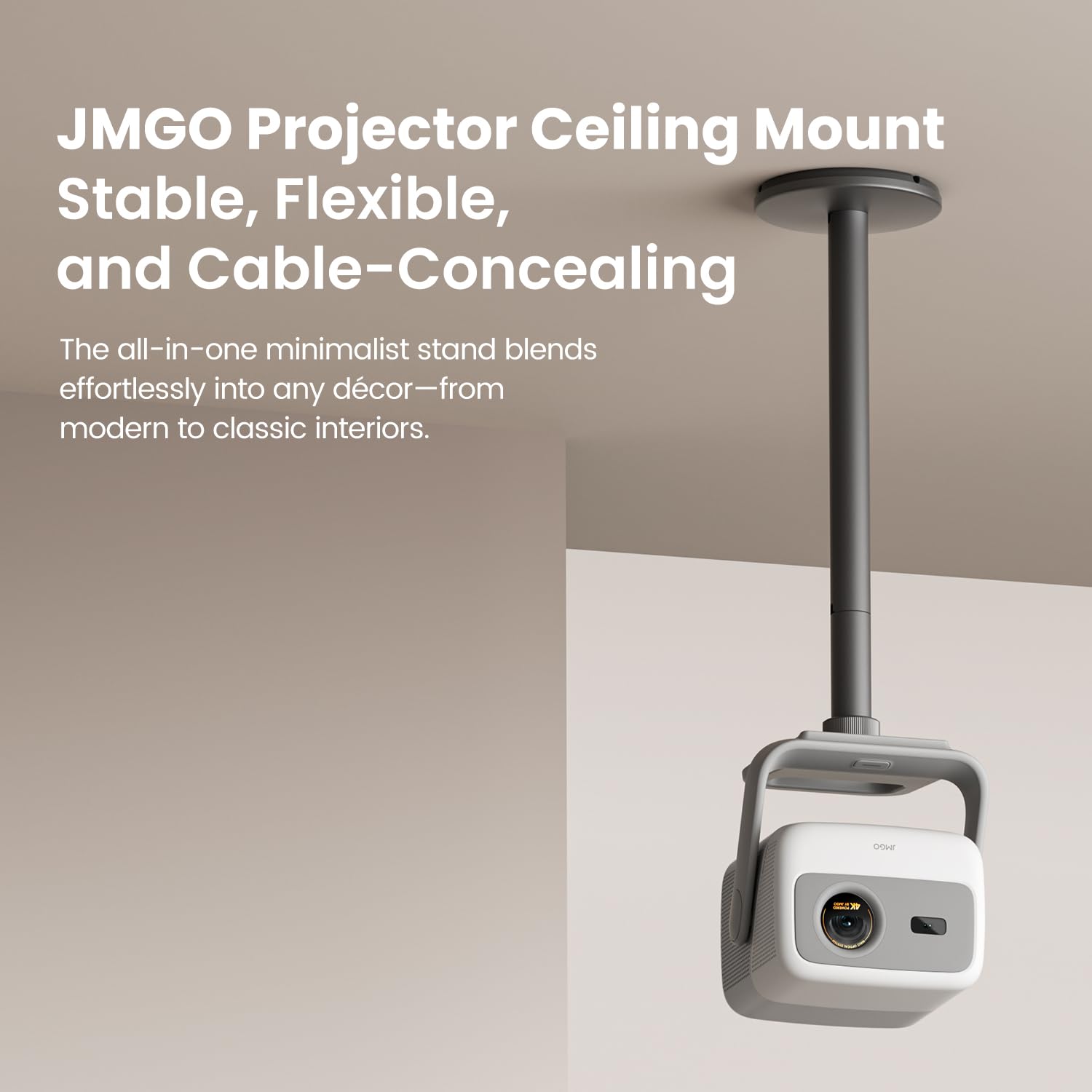 JmGO Deckenhalterung für N1S 4K / PicoPlay / N1S 1080P / PicoFlix / N1, Aluminium in Luftfahrtqualität, individuelles Design, einfache Montage, Zwei Höhenoptionen (100/300 mm), 10kg Tragkraft