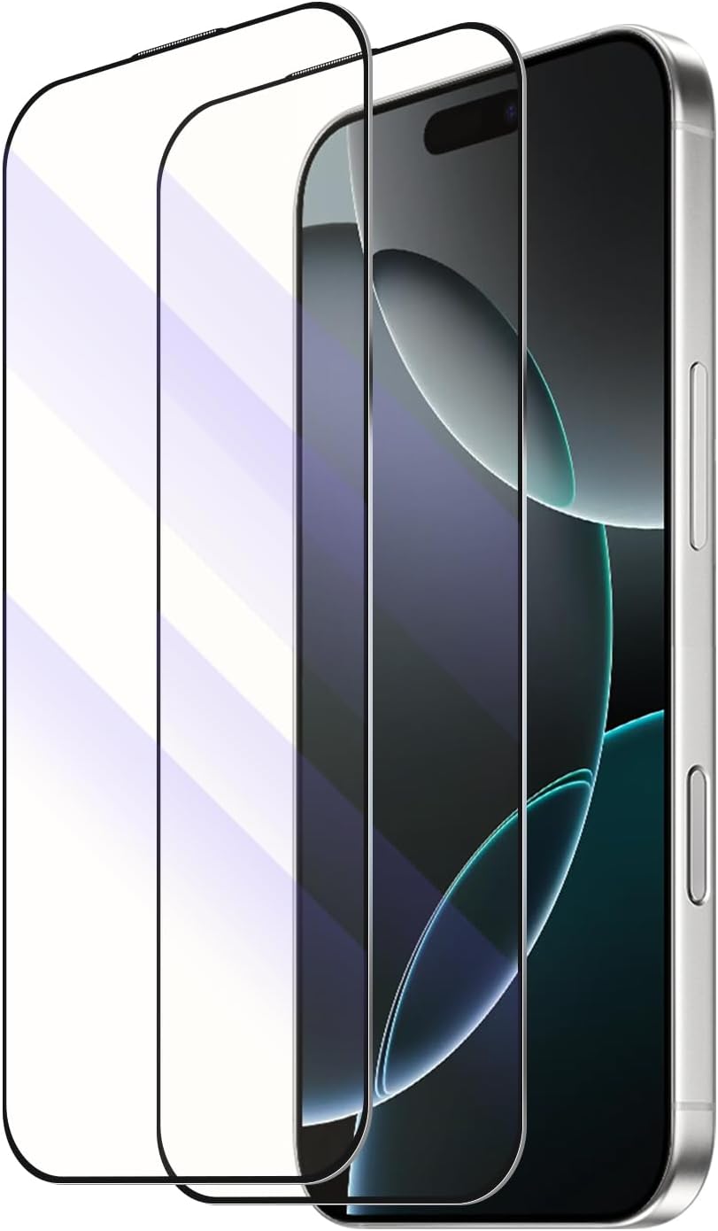 2-Pack Blue Light Tempered Glass Screen Protector for iPhone 16 Pro – Anti-Blue Light Tempered Glass, Eye Protection, 9H Scratch Resistant, Easy Installation