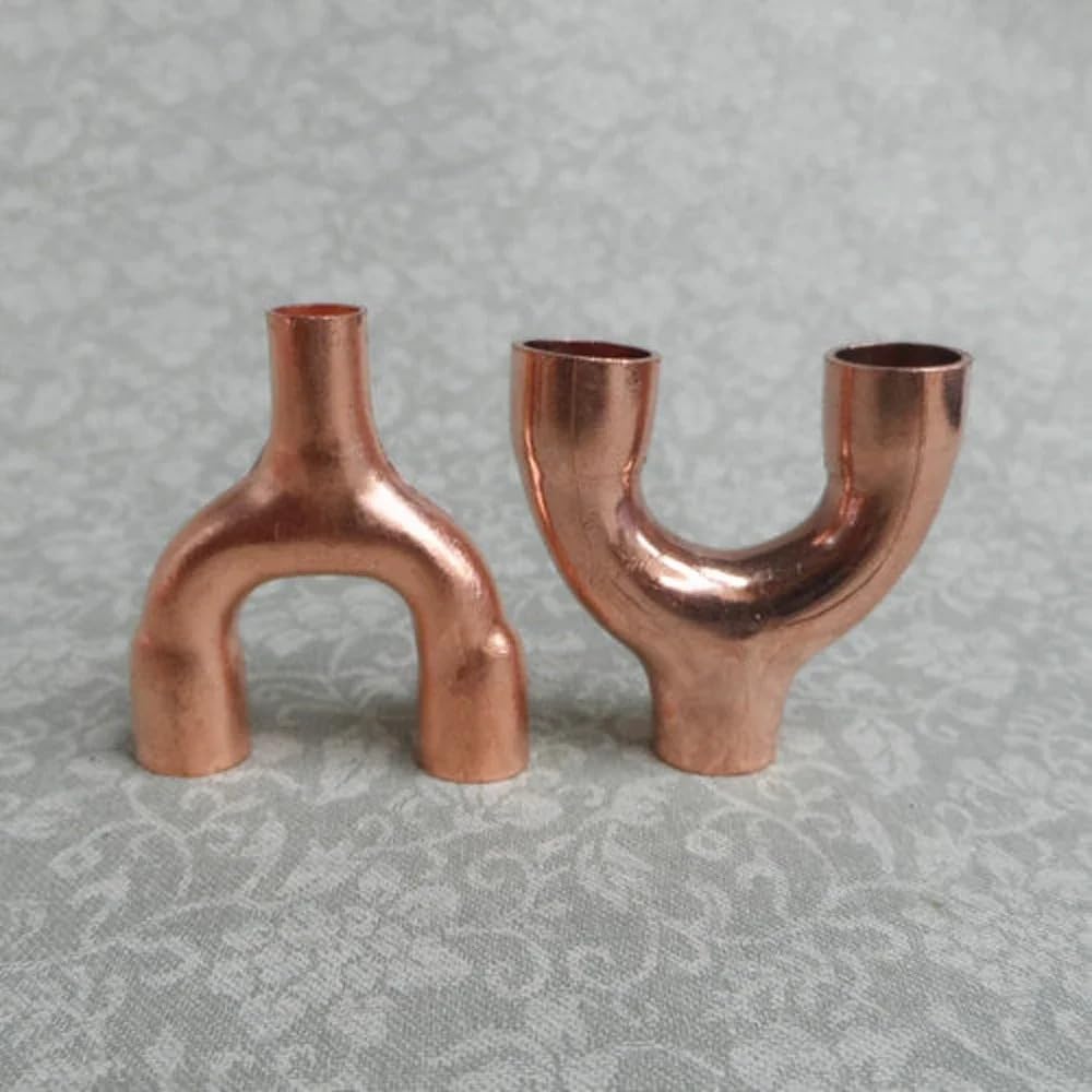 3/8" 1/2" 3/4" 5/8" 16 19 22 25 28.6 32 35 38 42mm ID Y Shaped 3 Way Splitter Copper End Feed Solder Fitting Air Conditioner(32mm CD-125mm)