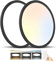 Vista 1 de Lámparas de techo de montaje empotrado de 3200 lm, color negro, 12 pulgadas, luces LED de techo regulables para dormitorio, CCT ajustable 3000K