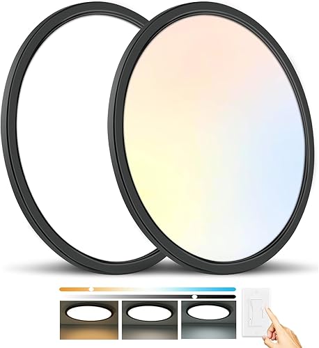 Lámparas de techo de montaje empotrado de 3200 lm, color negro, 12 pulgadas, luces LED de techo regulables para dormitorio, CCT ajustable 3000K