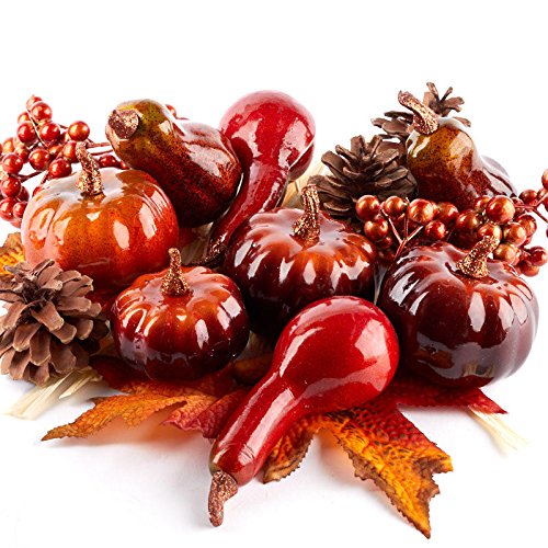 Factory Direct Craft Autumn Pinecones, Raffia, Berry Cluster, Pumpkin and Gourd Kit, for Home Decorating or Fall Weddings