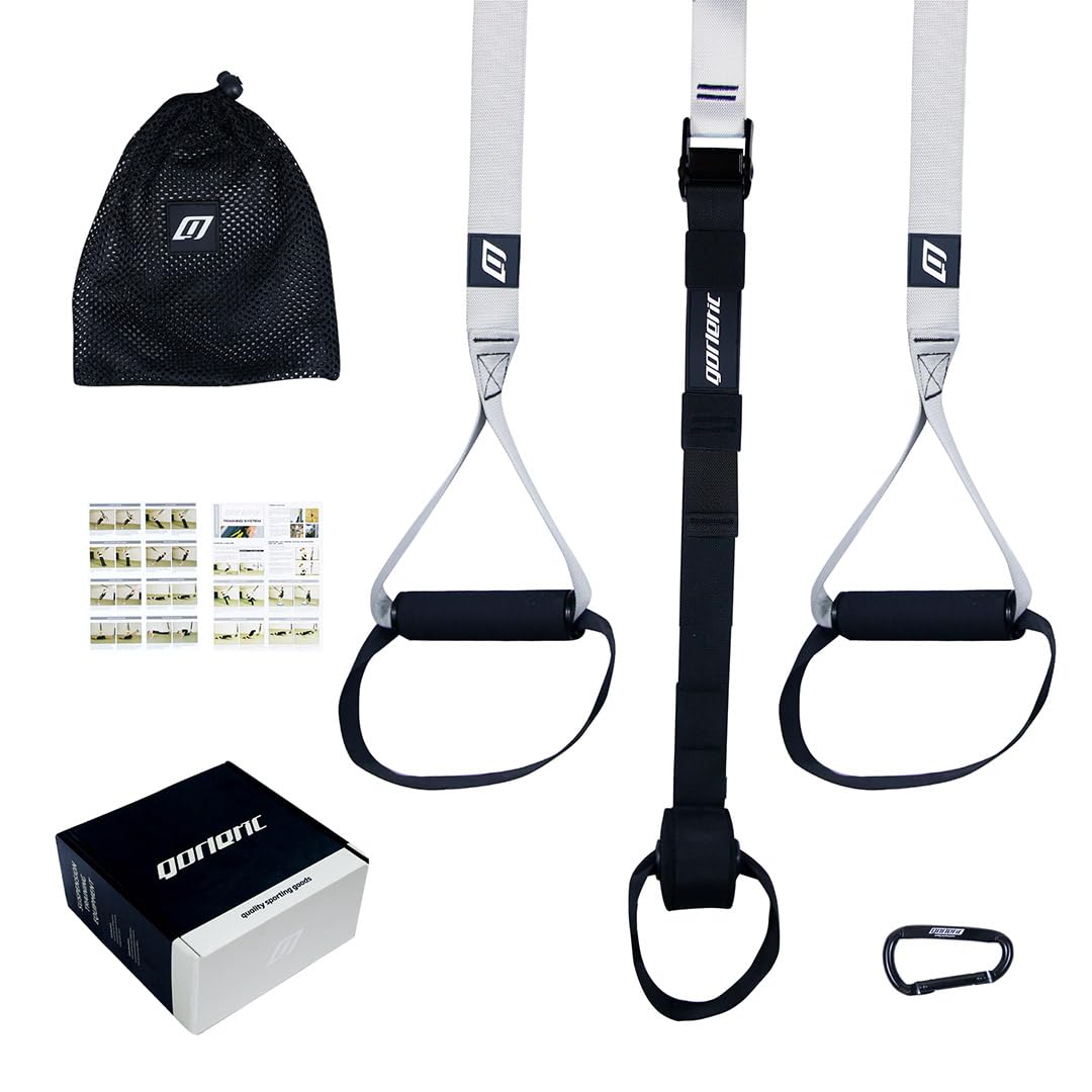 Entrenamiento en Suspensión, Soporta hasta 300 kg, Ajustable de 145 a 230 cm, Anclaje para Puerta Ajustable para Gimnasia en casa.