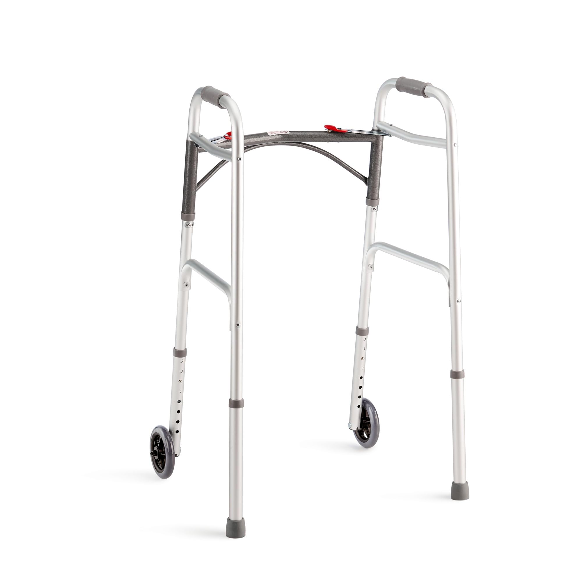 Bastidor con ruedas, altura ajustable, plegable, ligero, marco de aluminio, Zimmer con mecanismo de plegado rápido y virolas antideslizantes