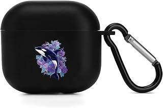 Ballena Orca Killer Whale Flowers Compatible with AirPods 4 Case Cover Headphone Protective Shell with Keychain