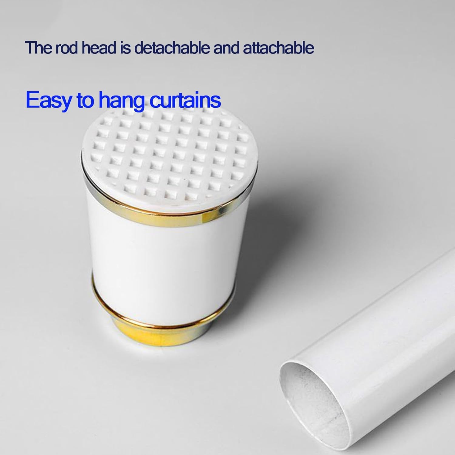 White Spring Tension Curtain Rods No Drill Adjustable Easy to Install Home Fashion Curtain Rod for Closet Kitchen(1.1-2.0m=43.3-78.7in)