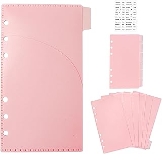 NatSumeBasics A6 Cash Envelopes 12pcs Pink A6 Binder Pocket Dividers with Label Sticker for 6 Ring Budgeting Binder Inserts Supplies Accessories (12 Pink)
