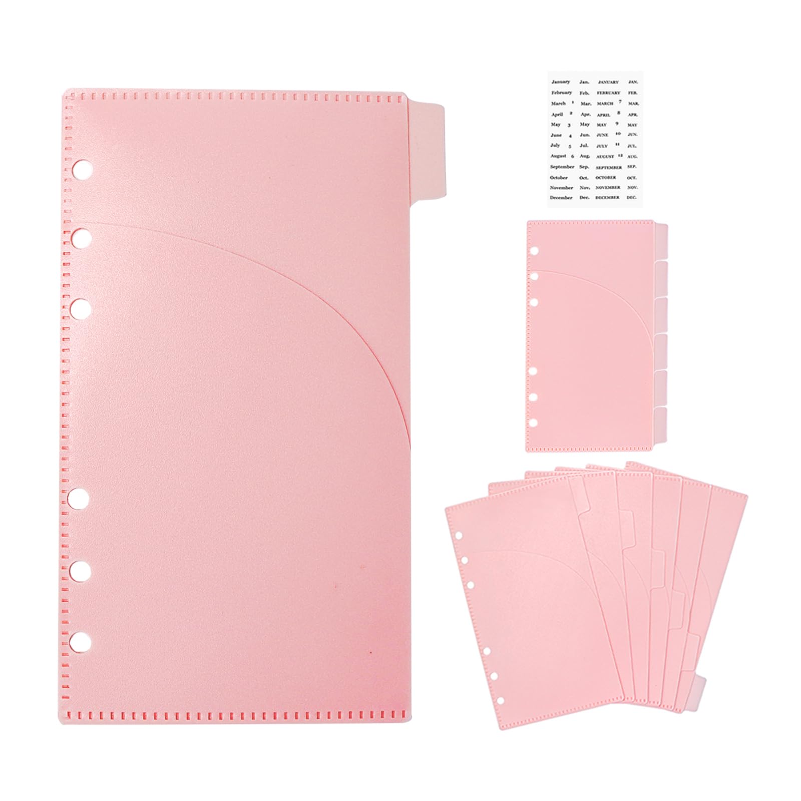 NatSumeBasics 12 A6 Cash Stuffing Envelopes 2 Layer Pink A6 Binder Pocket Dividers with Tab Sticker for 6 Rings Budgeting Planner Inserts Supplies Accessories (12 Pink)