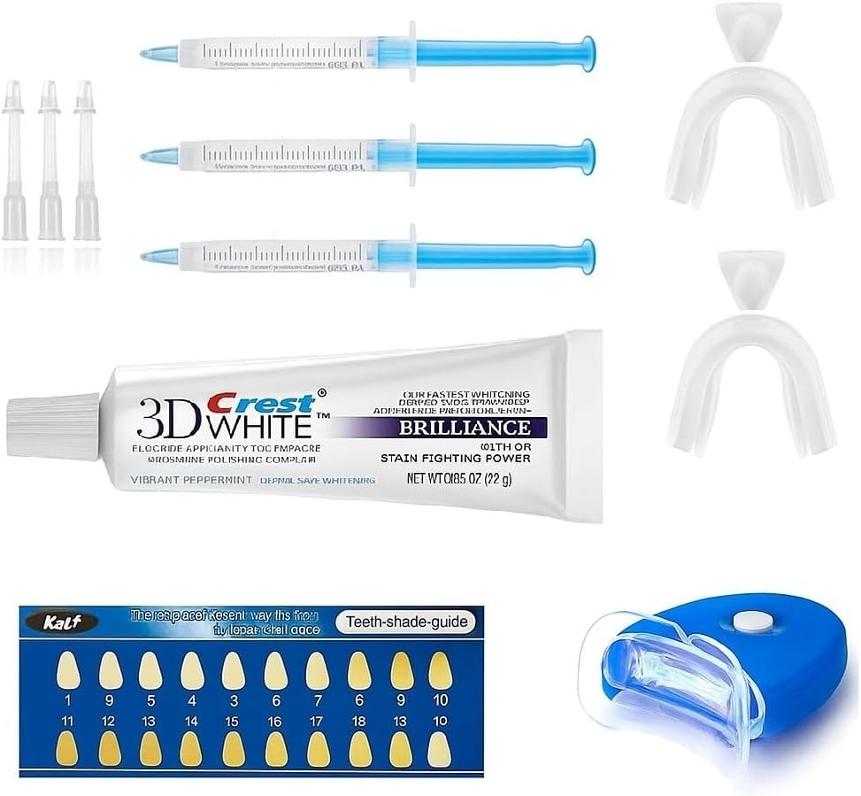 Teeth Whitening Kit – 3 Whitening Gels, 5-LED Light, Trays & Toothpaste – Enamel-Safe Home Kit for Sensitive Teeth, Fast Stain Removal & Brighter Smile
