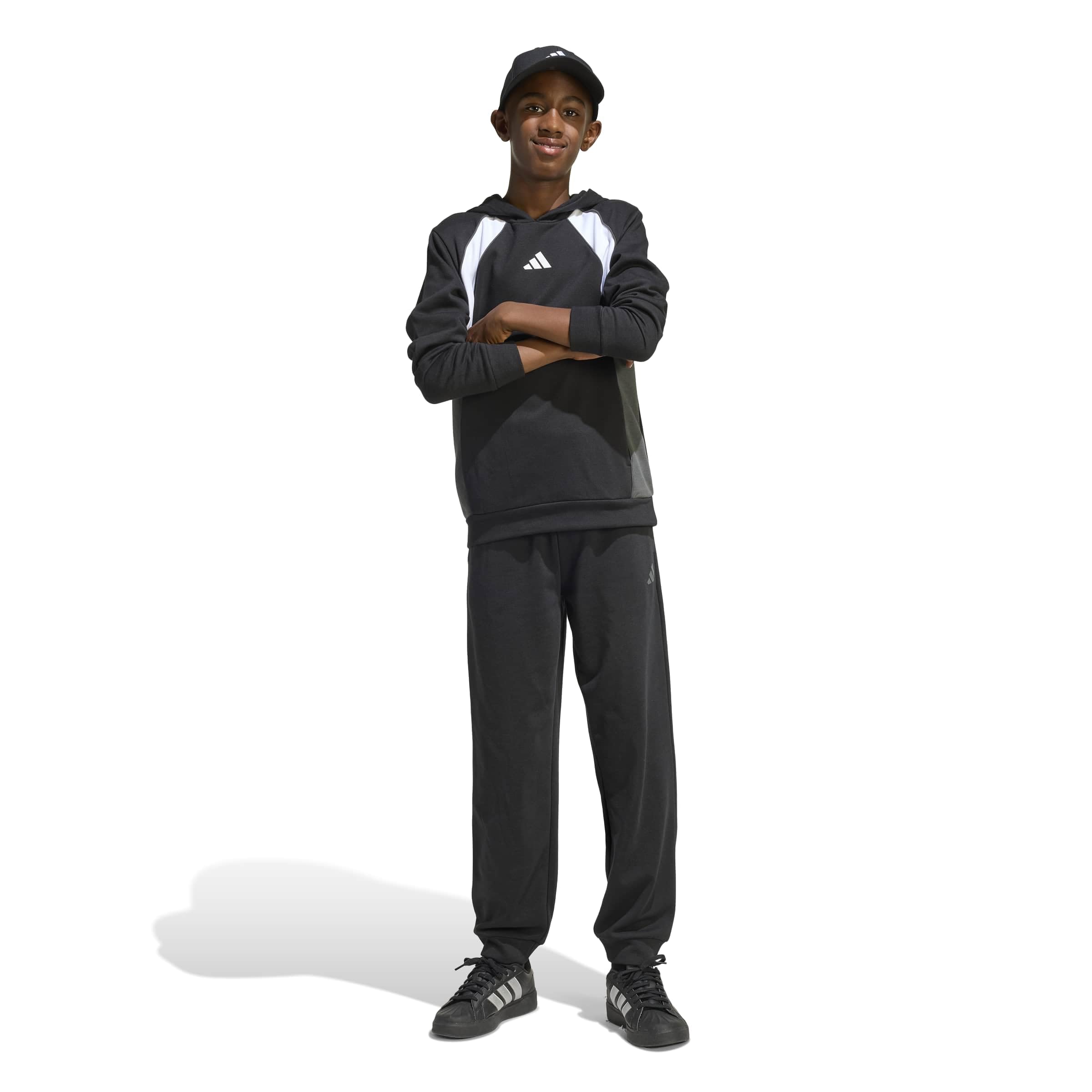 adidas Color Block Hoodie Felpa con Cappuccio Unisex - Bambini e Ragazzi