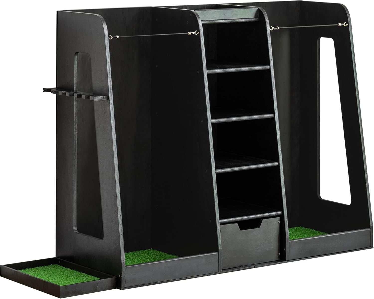 Wooden Golf Bag Organizer and Storage Rack, 55.5''x16''x37'' Golf Bag Stand for 2 Golf Bags, Golf Storage Stand for Golf Accessories