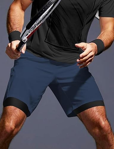 Miniatura 6 de Aolesy Pantalones cortos de correr para hombre de 57 pulgadas, de secado rápido, pantalones cortos de gimnasio con bolsillos, entrenamiento de tenis