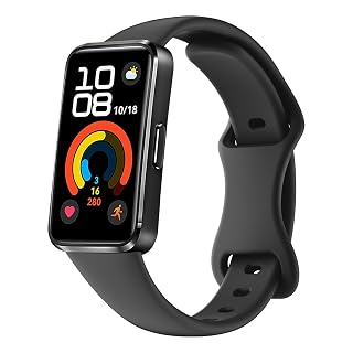 XMUXI Compatible with Huawei Band 10/8/9 Silicone Strap Soft Watch Replacement Straps Compatible with Huawei Band 8/9/10 Adjustable Lightweight for Men Women(No Watch) (Black)