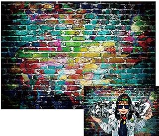 Funnytree 7x5ft Colorful Graffiti Brick Wall Backdrop for Photography Vintage Portrait Painting Background