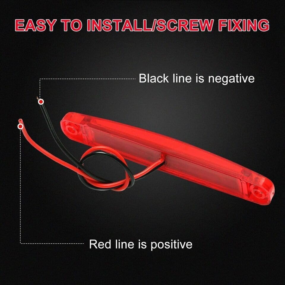 12V LED Clearance Lights Red Color for Trucks Trailer RV Universal Fitment Outline Clearance Marker Light Set of 10 Pieces