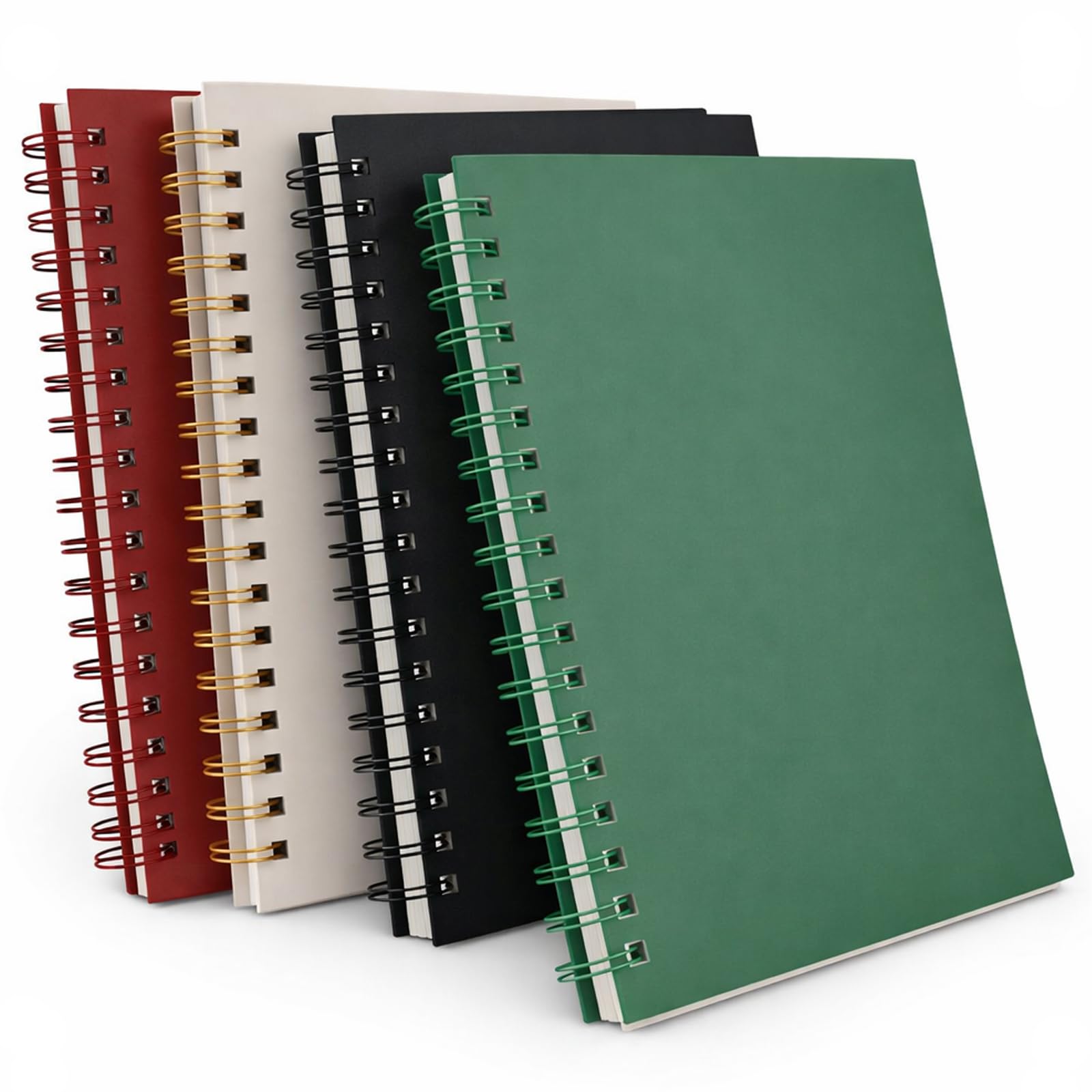 4-Pack A5 Spiral Notebooks, College Ruled 7mm Lined Paper, 160 Pages Each, Durable Poly Cover, Lay-Flat 180° – For School & Work, Subject & Project Notes (Assorted Colours) image 1