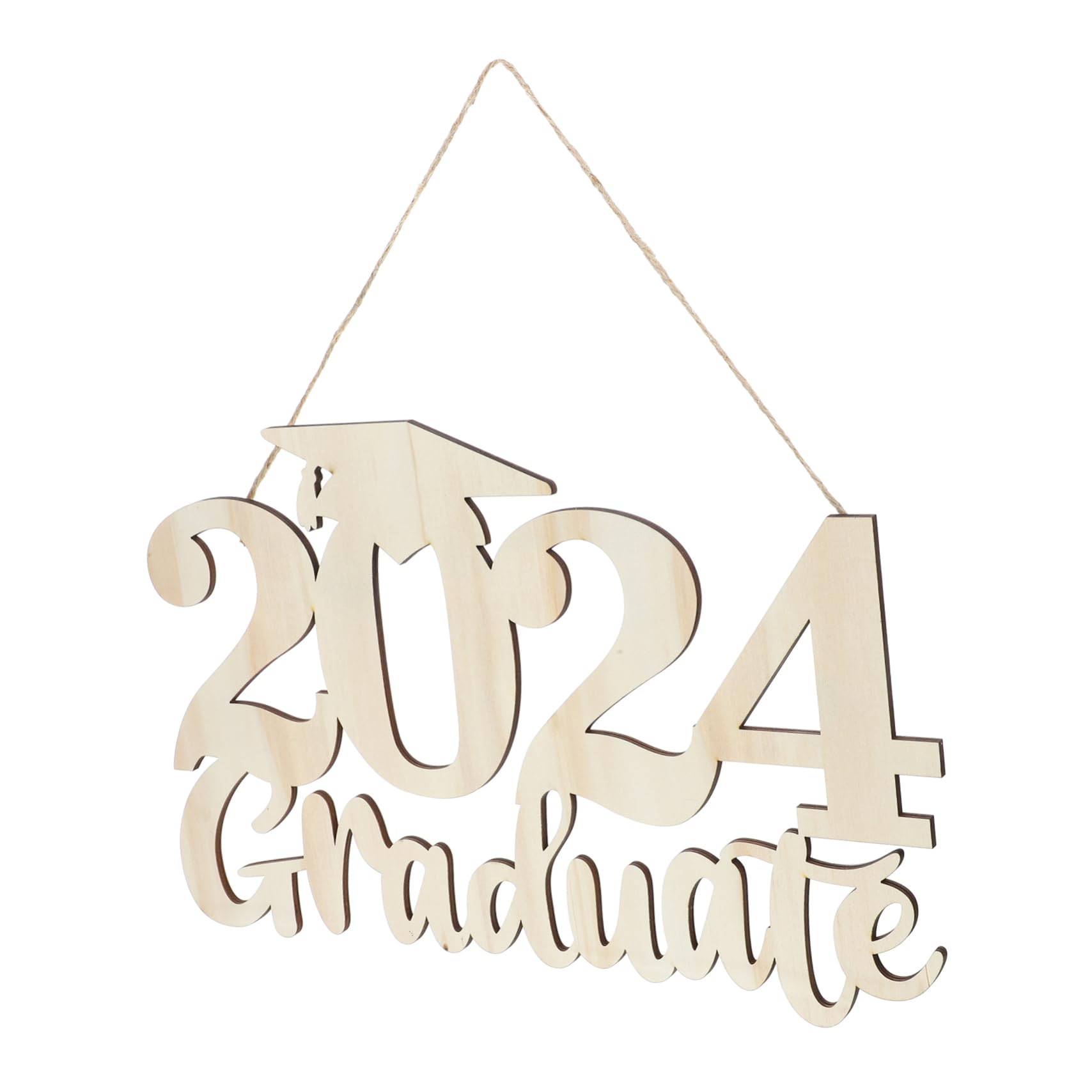 2 Piezas 2024 Colgante De Signo De Graduación Suministros De Fiesta De Graduación Accesorios De Fotomatón De Fiesta Placa para Graduacion Accesorios para Fotos De Madera PRETYZOOM