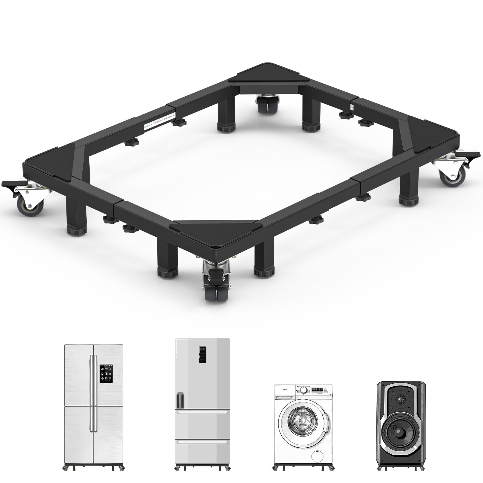 Photo 1 of BreeRainz Heavy Duty All Stainless Steel Universal Appliance Base,Maximum Load 1763 lbs,Washer Stand with 4 Dual-wheel Casters & 8 Strong Feet for Refrigerator,Dryer,Washing Machine,Furniture