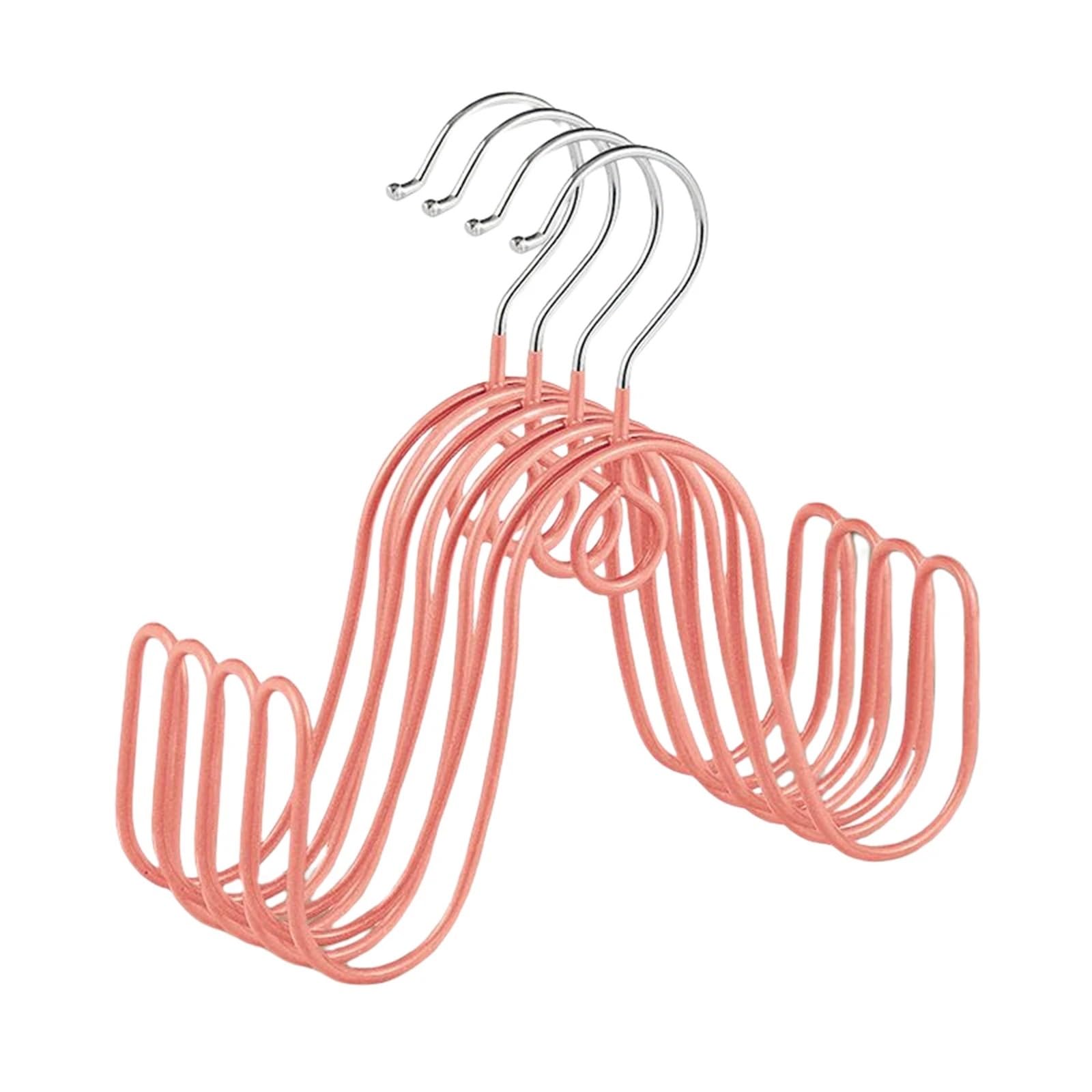Ilumos 5pcs Plastic Double Hook Shoe Rack - 360-Degree Rotating Hanger For Shoes, Scarves, And Clothes Storage(Pink)