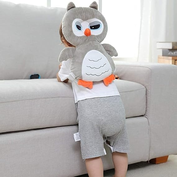 Lucario Baby Protector - Baby Ajustable Head Shoulder Safety Pad - Baby Head Cushion with Flexible Strap for Baby Walking - for Baby Safety - for Crawling Baby (Beige Owl)