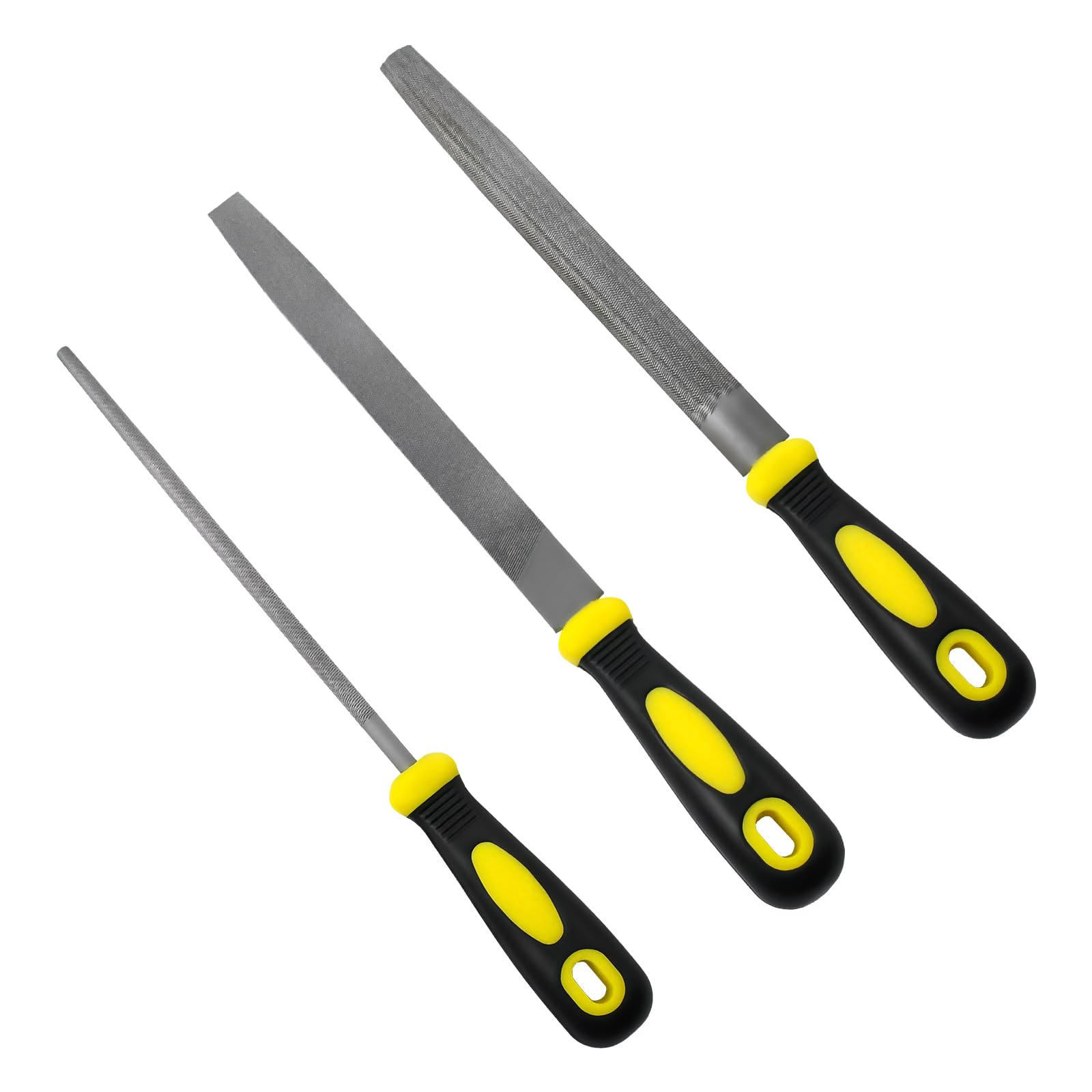 Set of 3 300mm wood files including flat, semicircular and round files. Metal file, professional rasp file. Includes flat, semicircular and round files for wood and plastic.