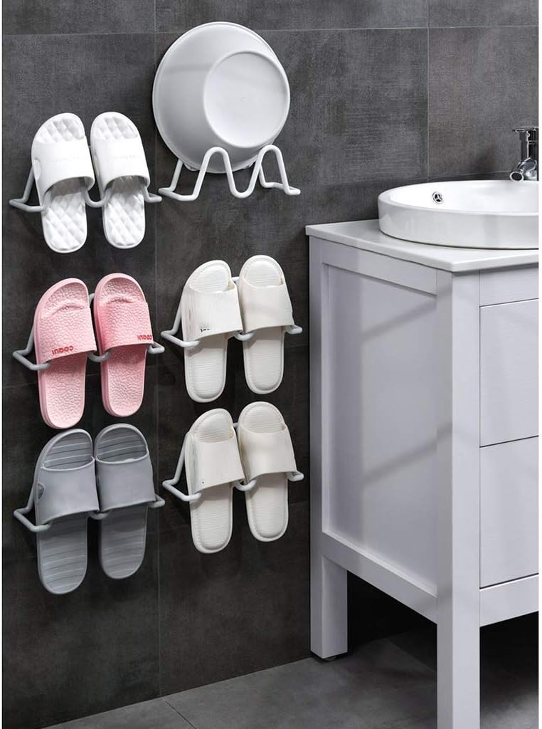 Shoe Rack 4pcs Shoe Racks, Wall Mounted Bathroom Slippers Rackfor Hanging Shoes，towel，pot Lid And Others(Color:gray)