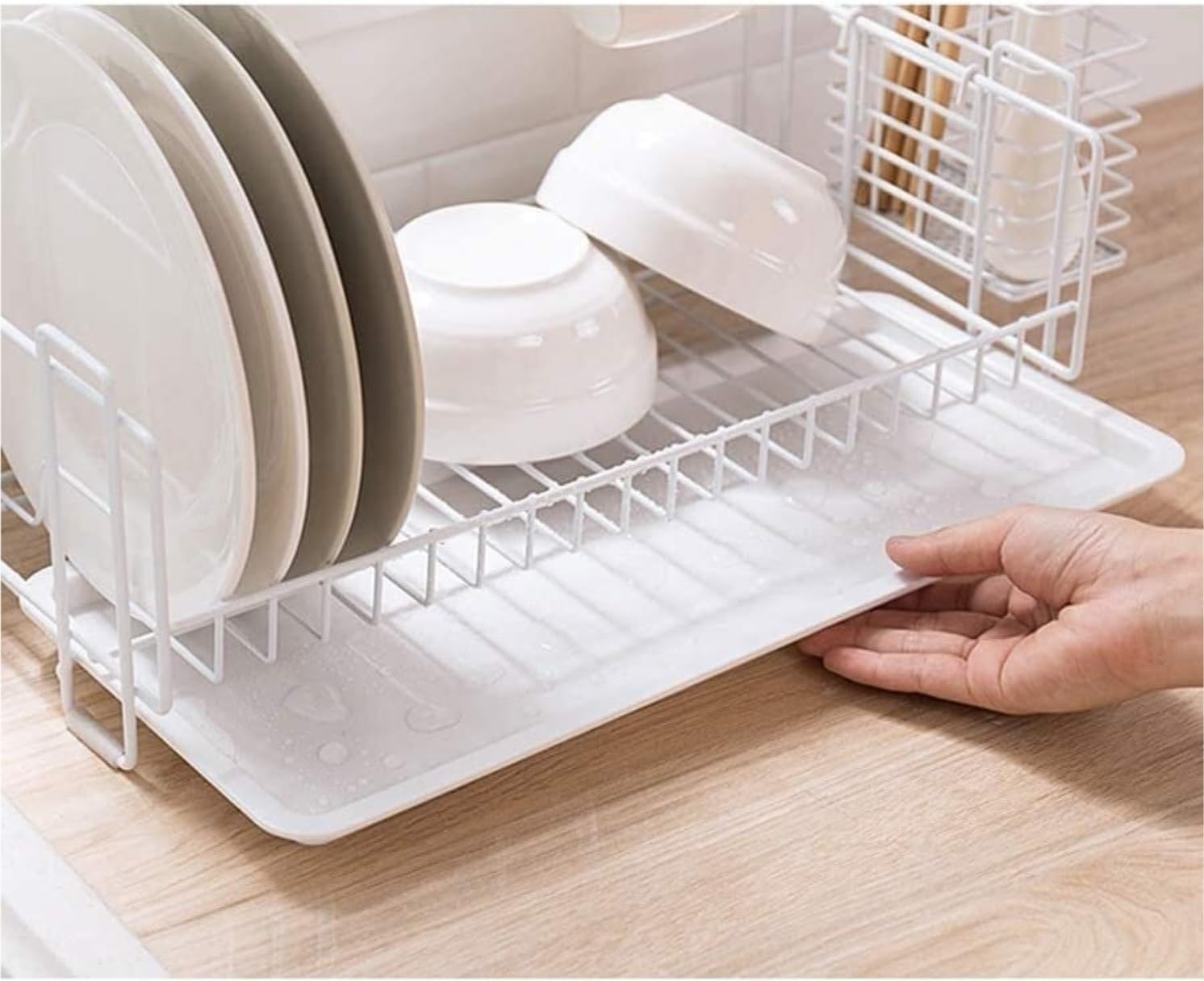 Scola Piatti Scolapiatti Multifunzionale A 2 Livelli Tazza Stoviglie Ciotola Conservazione della Cucina Asciugastoviglie(Black)