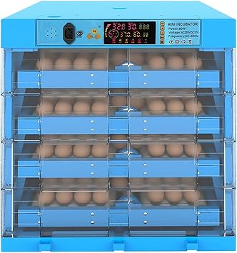Egg Incubator, Egg Incubator 256 Eggs Fully Automatic Poultry Hatcher Machine Digital Display Chicken Egg Turning Temperature and Humidity Control,